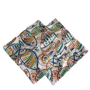 Joita Fish Square Throw Pillow Cover Colorful 16.5” By 17.5” Tropical Set Of 2
